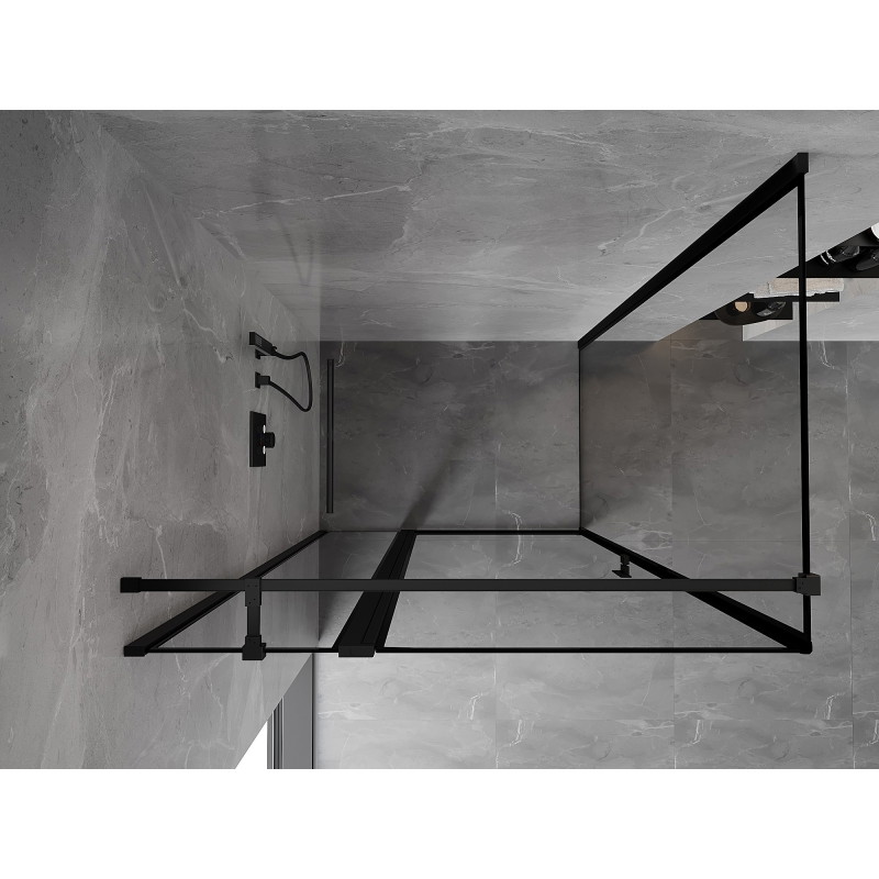 Mexen Mist T Duschkabine schwenkbar links 80 x 75 cm, schwarzer Rahmen, schwarz - 8A4T-080-075-70-70-L