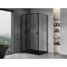Mexen Mist T Duschkabine schwenkbar links 100 x 75 cm, schwarzer Rahmen, schwarz - 8A4T-100-075-70-70-L