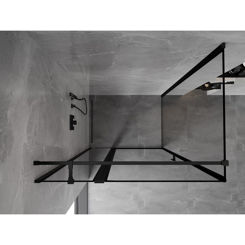 Mexen Mist T Duschkabine mit linker Schwenktür 75 x 100 cm, schwarzer Rahmen, schwarz - 8A4T-075-100-70-70-L