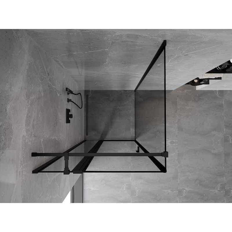 Mexen Mist T Duschkabine schwenkbar links 100 x 100 cm, schwarzer Rahmen, schwarz - 8A4T-100-100-70-70-L