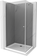 Mexen Pretoria Duschkabine, schwenkbar 70 x 120 cm, Graphit, Chrom + Duschwanne Flat - 852-070-120-01-40-4010