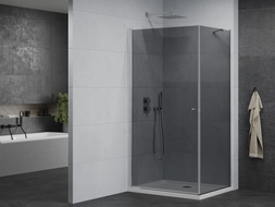 Mexen Pretoria Duschkabine 80 x 100 cm, grafit, chrom + Duschwanne Flat - 852-080-100-01-40-4010