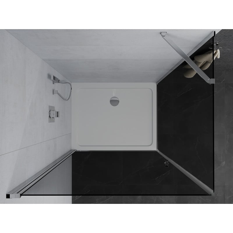Mexen Pretoria Duschkabine 80 x 100 cm, grafit, chrom + Duschwanne Flat - 852-080-100-01-40-4010
