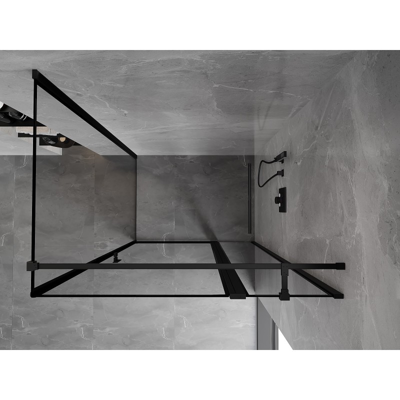 Mexen Mist T Duschkabine Schwingtür rechts 85 x 100 cm, schwarzer Rahmen, schwarz - 8A4T-085-100-70-70-P