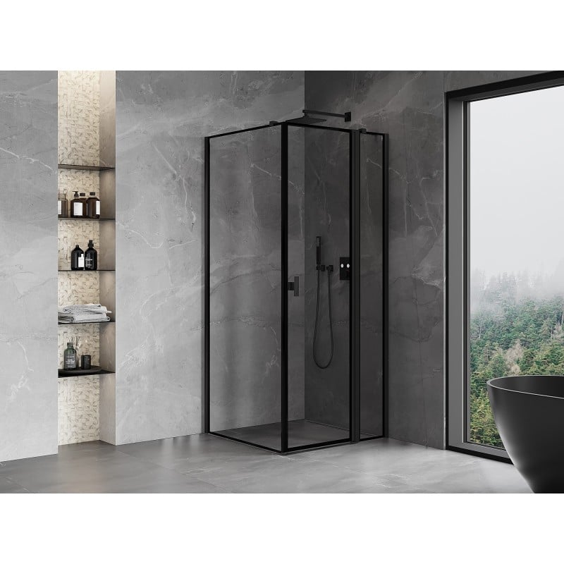 Mexen Mist T Duschkabine rechts öffnend 110 x 110 cm, schwarzer Rahmen, schwarz - 8A4T-110-110-70-70-P