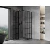 Mexen Mist T Duschkabine schwenkbar links 85 x 85 cm, schwarzes Gitter, schwarz - 8A4T-085-085-70-77-L