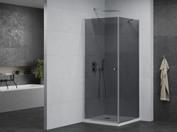 Mexen Pretoria Duschkabine 90 x 90 cm, grafit, chrom + Flat Duschwanne - 852-090-090-01-40-4010