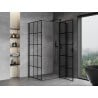 Mexen Mist T Duschkabine, rechts schwenkbar 80 x 70 cm, schwarzes Gitter, schwarz - 8A4T-080-070-70-77-P