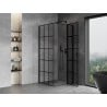 Mexen Mist T Duschkabine, schwenkbar, rechts 75 x 75 cm, schwarzes Gitter, schwarz - 8A4T-075-075-70-77-P