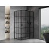 Mexen Mist T Duschkabine Schwingtür rechts 100 x 80 cm, schwarzes Gitter, schwarz - 8A4T-100-080-70-77-P