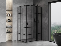 Mexen Mist T Duschkabine rechts öffnend 70 x 85 cm, schwarzes Gitter, schwarz - 8A4T-070-085-70-77-P