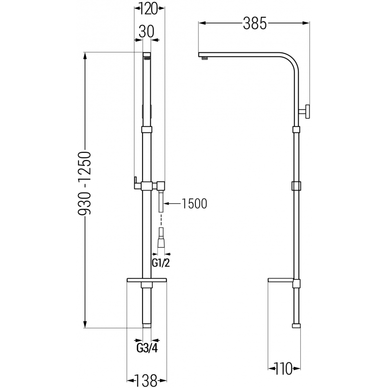 Mexen Q Duschsäule, weiß - 79395-20