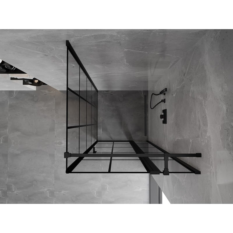 Mexen Mist T Duschkabine schwenkbar rechts 90 x 90 cm, schwarzes Gitter, schwarz - 8A4T-090-090-70-77-P