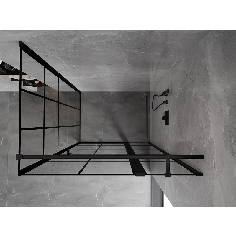 Mexen Mist T Duschkabine aufklappbar rechts 85 x 100 cm, schwarzes Gitter, schwarz - 8A4T-085-100-70-77-P