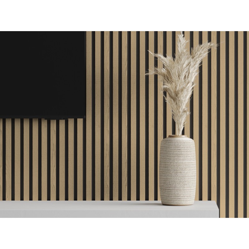 Mexen Lam-B Muster von Wandlamellen, HDF-Platte 4 mm, technisches Furnier, Edle Eiche - S100-004-S