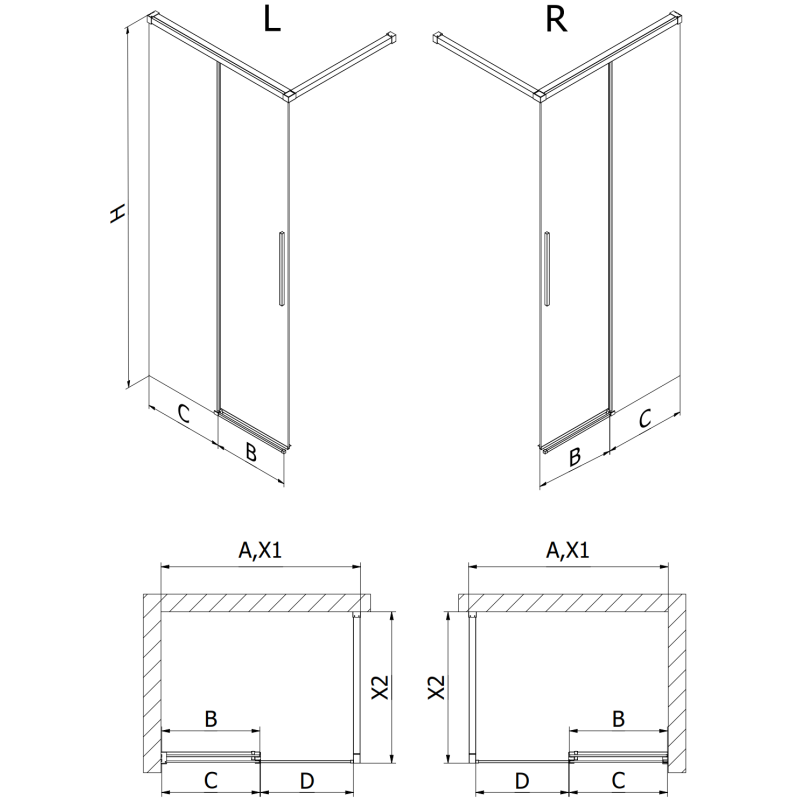 Mexen Rox Duschwand Walk-in 80 x 200 cm, transparent 8 mm, weiß - 8C2-080-003-20-00