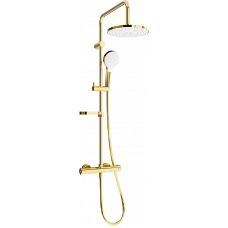 Mexen KX05 Aufputz-Duschset mit Regenduschkopf und Thermostatarmatur, gold/weiß - 771500591-50
