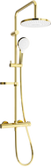 Mexen KX05 Aufputz-Duschset mit Regenbrause und Thermostatarmatur, Gold/Weiß - 771500591-50