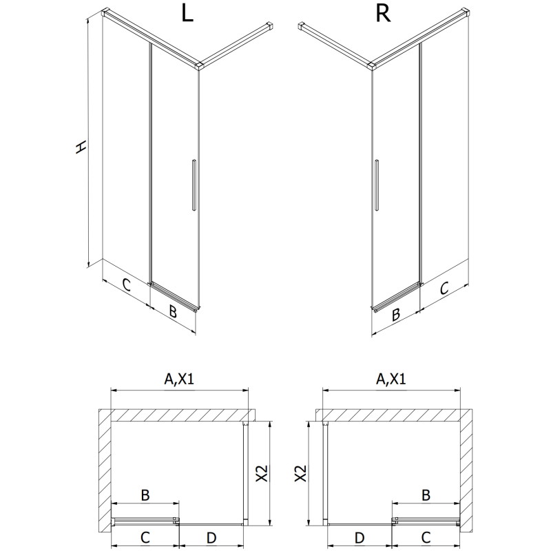 Mexen Rox Duschwand Walk-in 115 x 200 cm, transparent 8 mm, Gun Gray gebürstet - 8C2-115-003-66-00