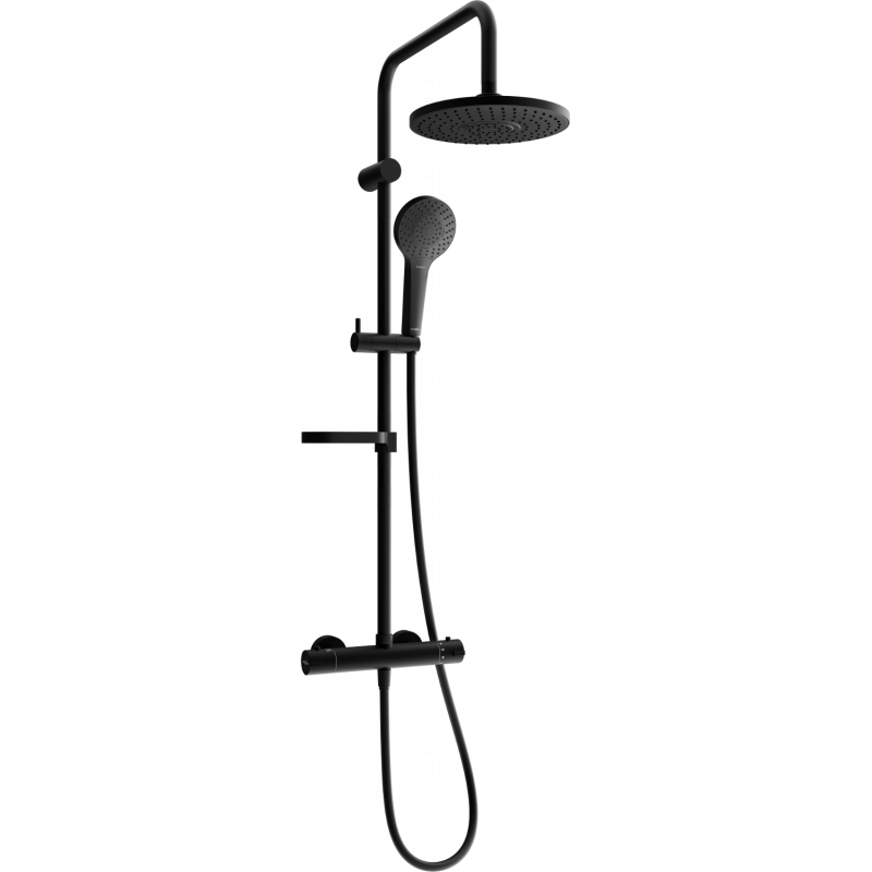 Mexen KX05 Aufputz-Duschset mit Regenduschkopf und Thermostatarmatur, schwarz - 771500591-70
