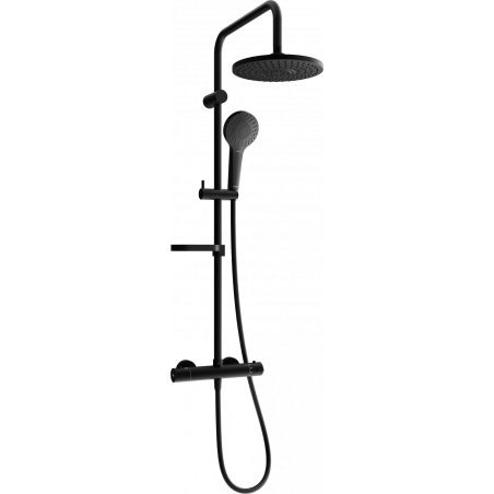 Mexen KX05 Aufputz-Duschset mit Regenduschkopf und Thermostatarmatur, schwarz - 771500591-70