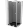 Mexen Pretoria Duschkabine klappbar 90 x 90 cm, grafit , chrom + Duschwanne Flat, schwarz - 852-090-090-01-40-4070