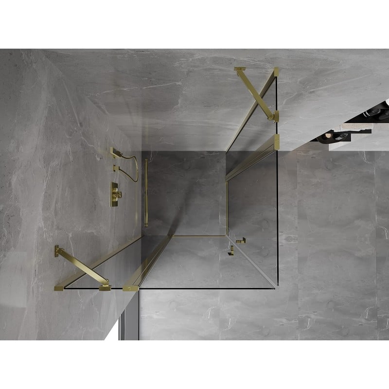 Mexen Mist Duo Duschkabine schwenkbar 95 x 95 cm, transparent, gold - 8A4-095-095-50-00