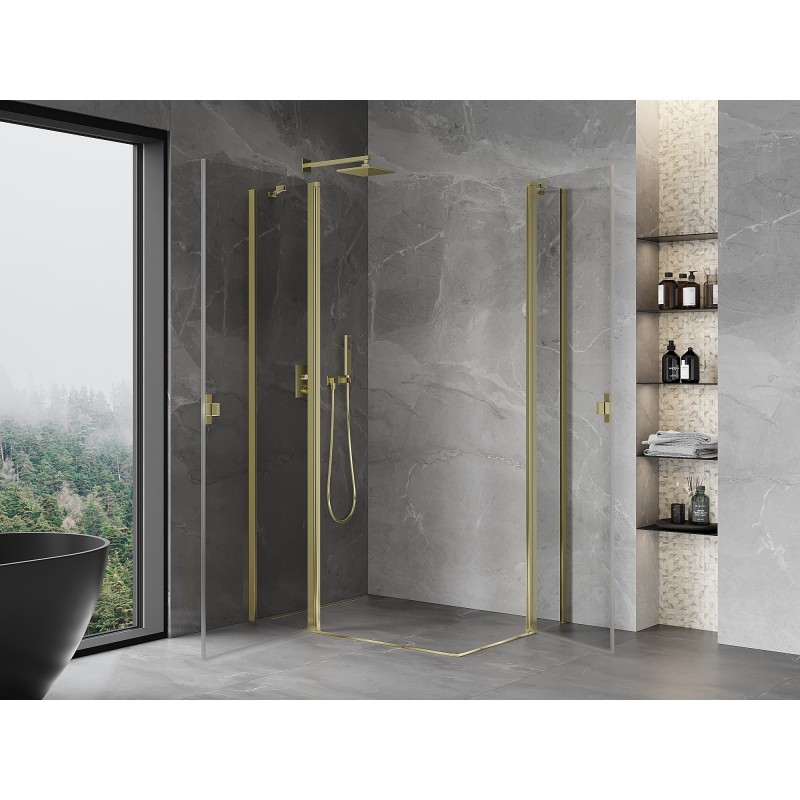Mexen Mist Duo Duschecke, schwenkbar 105 x 90 cm, transparent, gold - 8A4-105-090-50-00