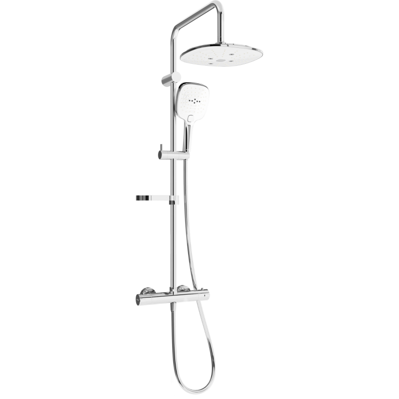 Mexen KX17 Aufputz-Duschset mit Regenbrause und Thermostatarmatur, Chrom/Weiß - 771501791-02