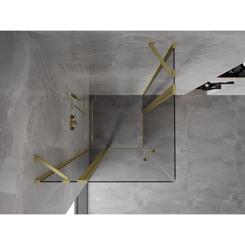 Mexen Mist Duo Duschkabine, schwenkbar 70 x 70 cm, transparent, gebürstetes Gold - 8A4-070-070-55-00