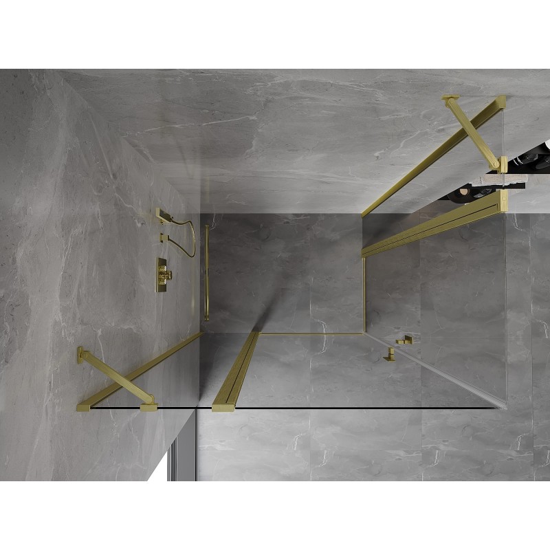 Mexen Mist Duo Duschkabine Pendeltür 120 x 85 cm, transparent, gebürstetes Gold - 8A4-120-085-55-00