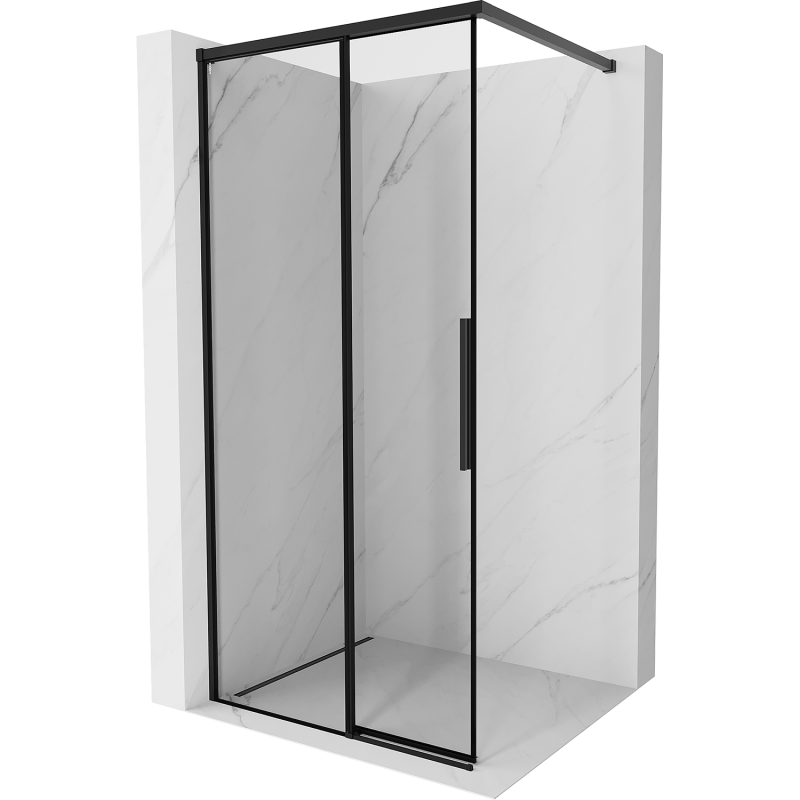 Mexen Rox Duschwand Walk-in links 90 x 200 cm, schwarzer Rahmen 8 mm, schwarz - 8C2-090-003-70-70-L