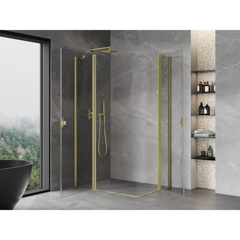Mexen Mist Duo Schwingtür-Duschkabine 105 x 95 cm, transparent, gebürstetes Gold - 8A4-105-095-55-00