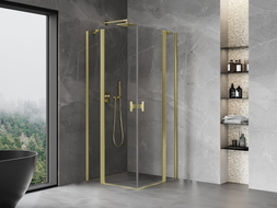 Mexen Mist Duo Pendeltür-Duschkabine 120 x 120 cm, transparent, gebürstetes Gold - 8A4-120-120-55-00