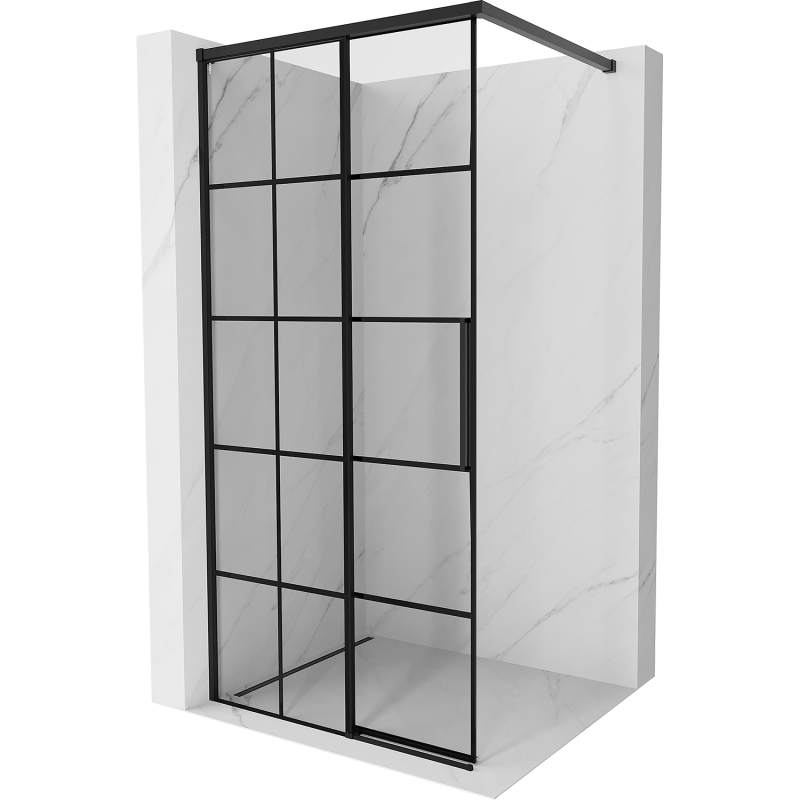 Mexen Rox Duschwand Walk-in links 70 x 200 cm, schwarzes Gitter 8 mm, Schwarz - 8C2-070-003-70-77-L
