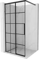 Mexen Rox Duschwand Walk-in links 85 x 200 cm, schwarzes Gitter 8 mm, schwarz - 8C2-085-003-70-77-L