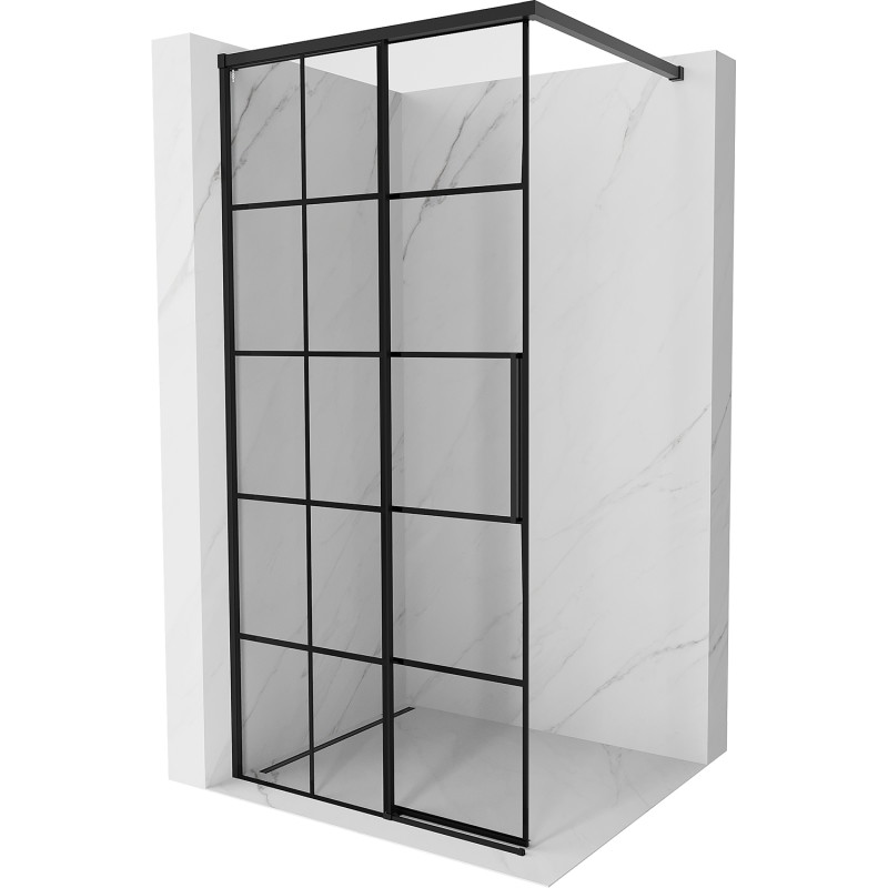 Mexen Rox Walk-in-Duschwand links 90 x 200 cm, schwarzes Gitter 8 mm, schwarz - 8C2-090-003-70-77-L