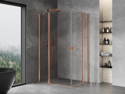 Mexen Mist Duo Duschkabine schwenkbar 120 x 80 cm, transparent, gebürstetes Kupfer - 8A4-120-080-65-00