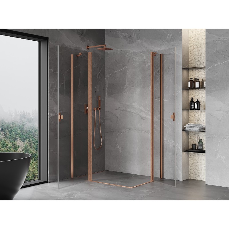 Mexen Mist Duo Schwingtür-Duschkabine 105 x 90 cm, transparent, gebürstetes Kupfer - 8A4-105-090-65-00
