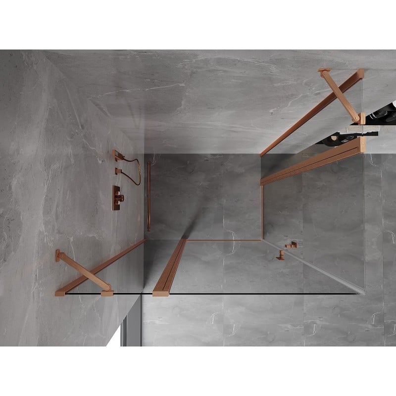 Mexen Mist Duo Duschkabine schwenkbar 120 x 100 cm, transparent, gebürstetes Kupfer - 8A4-120-100-65-00