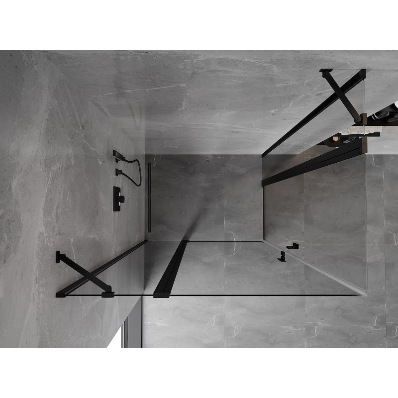 Mexen Mist Duo Duschkabine aufschwenkbar 95 x 70 cm, transparent, schwarz - 8A4-095-070-70-00