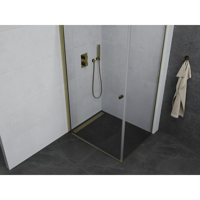 Mexen Pretoria Duschkabine schwenkbar 100 x 70 cm, transparent, gold - 852-100-070-50-00