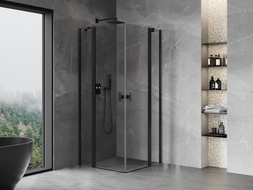 Mexen Mist Duo Duschkabine schwenkbar 80 x 80 cm, transparent, schwarz - 8A4-080-080-70-00