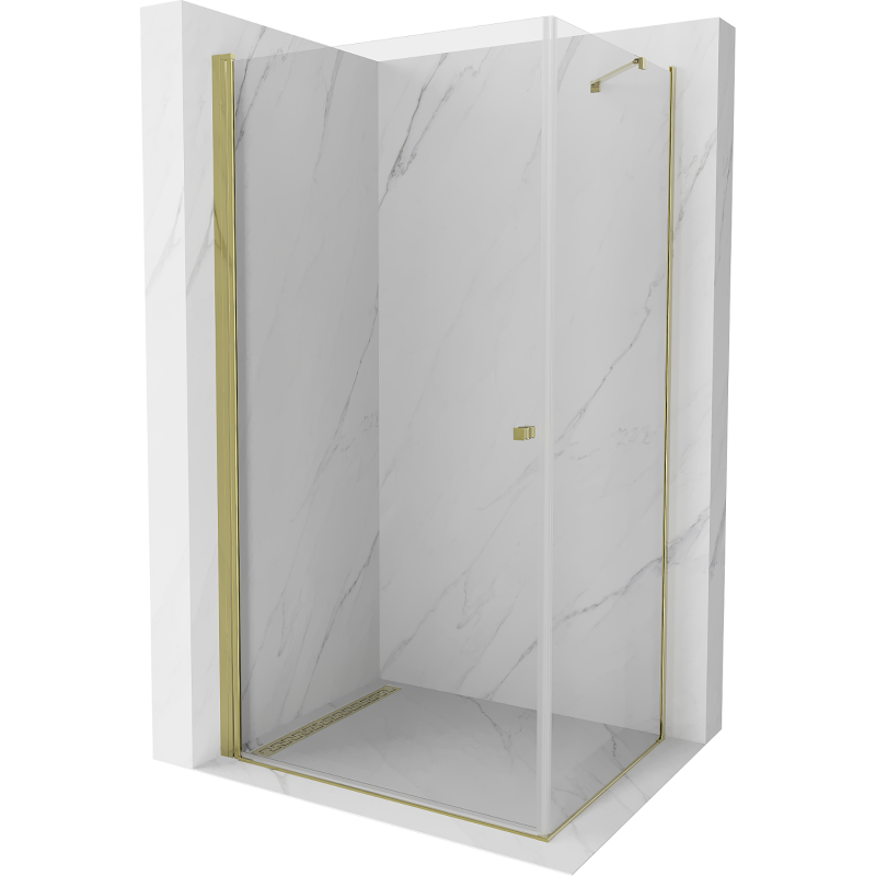 Mexen Pretoria Duschkabine schwenkbar 100 x 70 cm, transparent, gold - 852-100-070-50-00