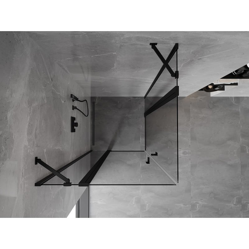 Mexen Mist Duo Duschkabine schwenkbar 95 x 95 cm, transparent, schwarz - 8A4-095-095-70-00