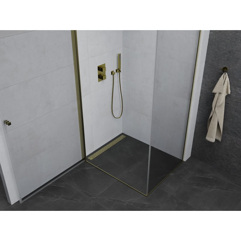 Mexen Pretoria Duschkabine schwenkbar 100 x 90 cm, transparent, gold - 852-100-090-50-00