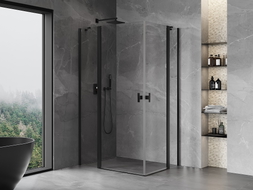 Mexen Mist Duo Duschkabine schwenkbar 120 x 100 cm, transparent, schwarz - 8A4-120-100-70-00