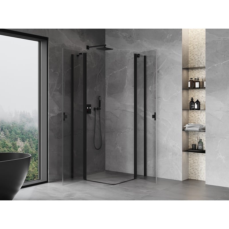 Mexen Mist Duo Duschkabine mit Schwingtür 105 x 105 cm, transparent, schwarz - 8A4-105-105-70-00