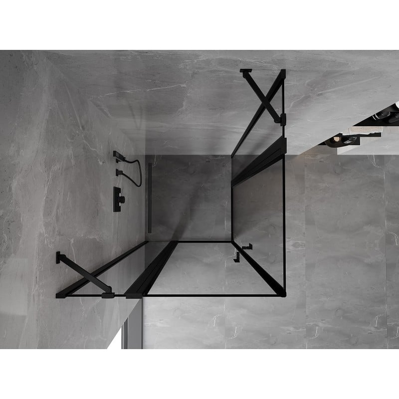Mexen Mist Duo Duschkabine schwenkbar 70 x 70 cm, schwarzer Rahmen, schwarz - 8A4-070L-070P-70-70