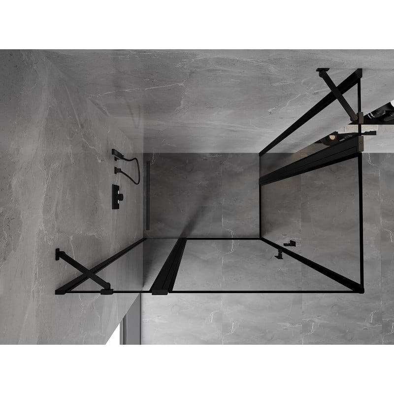 Mexen Mist Duo Duschkabine schwenkbar 100 x 75 cm, schwarzer Rahmen, schwarz - 8A4-100L-075P-70-70